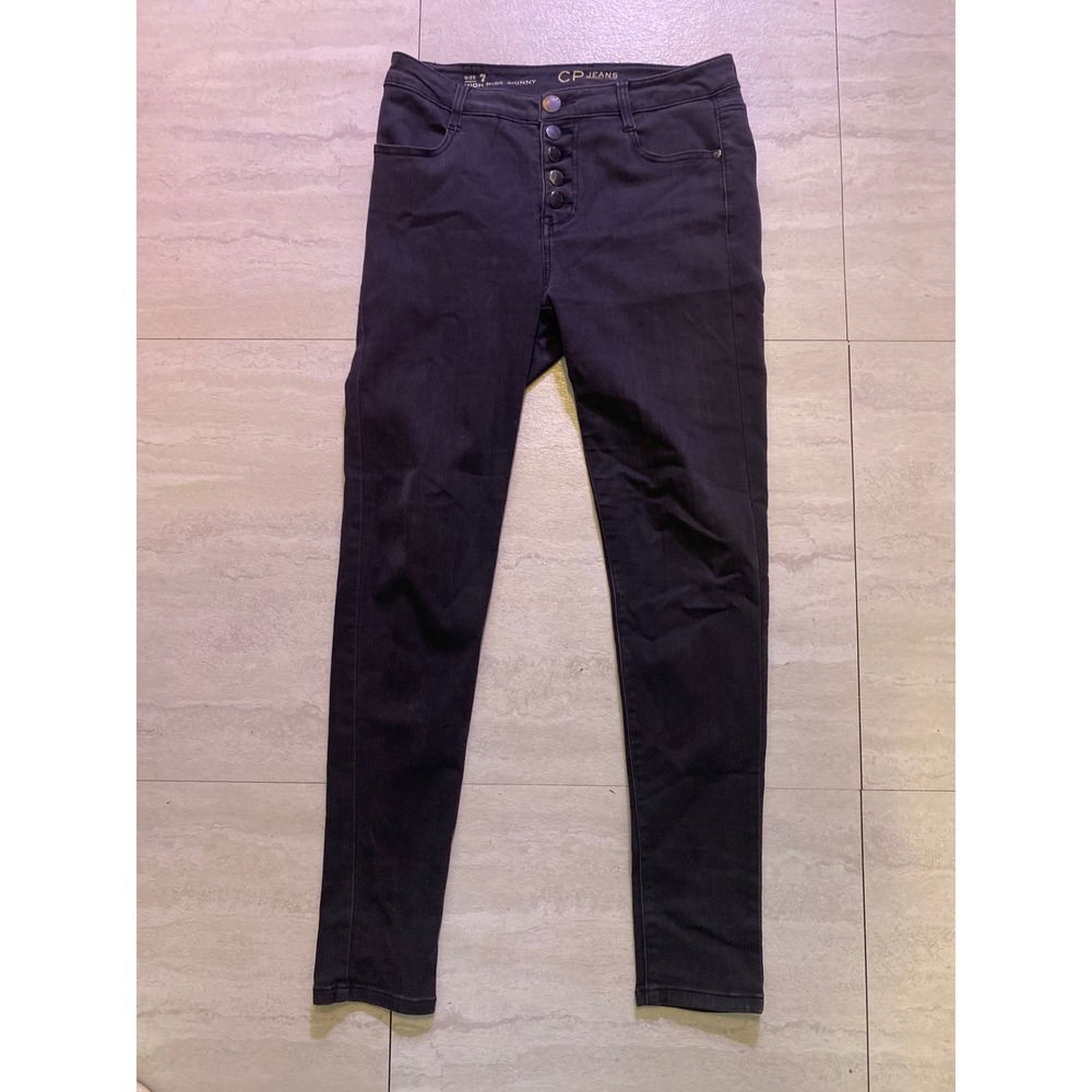 CP Jeans Womens High Rise Skinny Jeans Dark Wash Button Fly Size 7